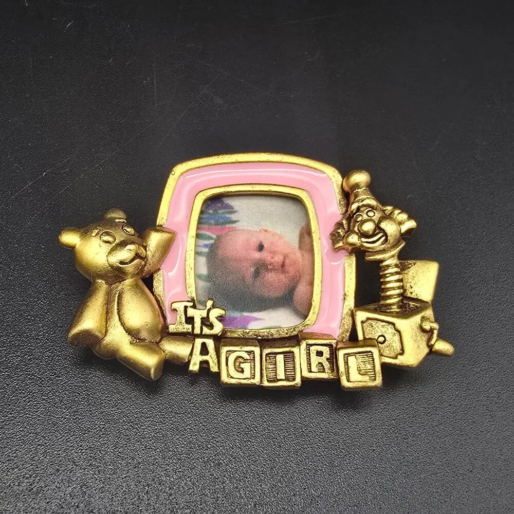 Danecraft It's A Girl Photo Frame Brooch Birth Announcement Gender Reveal
